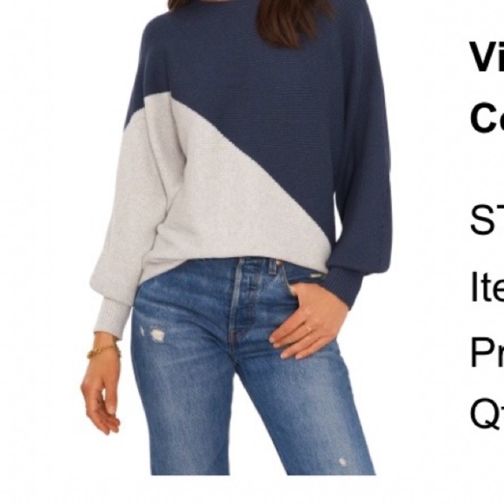 Vince Camuto Navy Knit Top